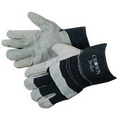 Split Cowhide Work Gloves w/ Denim Cuff & Reinforced Palm Patch